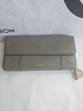 NWT Women's Fossil Jori RFID Flap Clutch Wallet Gray SWL3009265